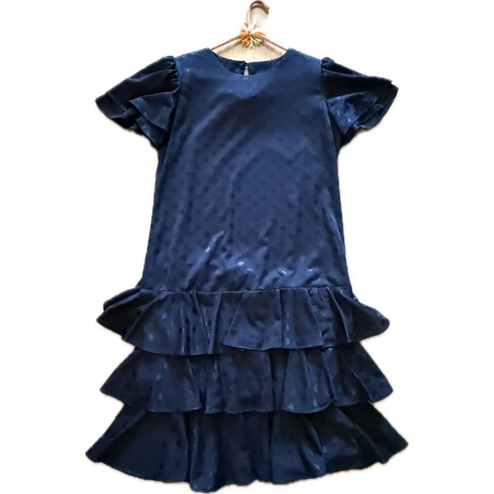 TF American Vintage 80’s Polka Dot Flapper Drop Waist Dress USA Size 12 - Picture 5 of 7